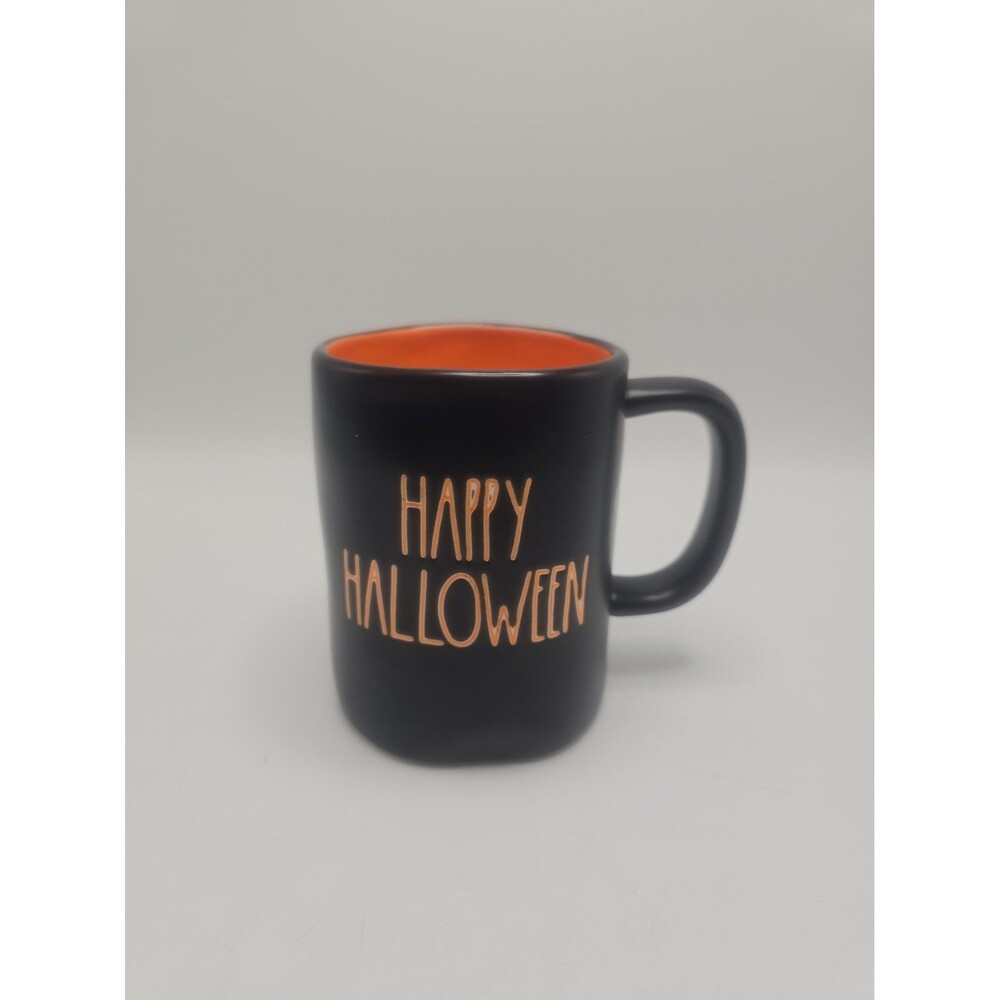 Rae Dunn "HAPPY HALLOWEEN" Black Coffee Mug. Black And Orange
